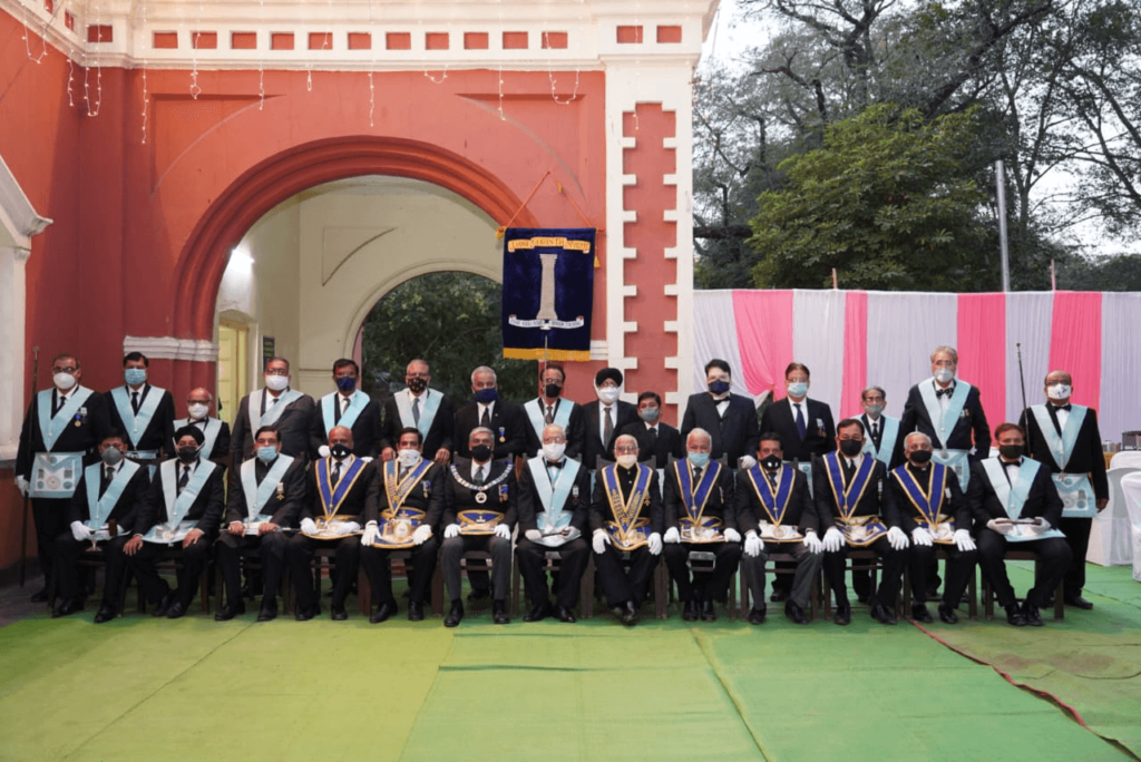 Group photograph with members of Lodge Corinth